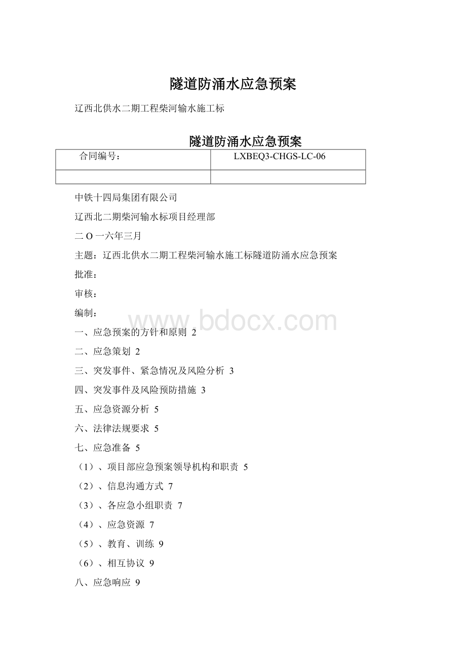 隧道防涌水应急预案.docx