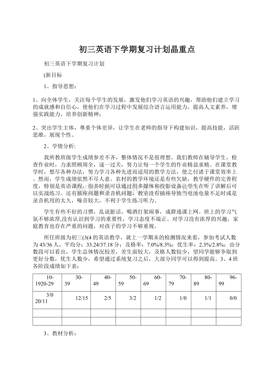 初三英语下学期复习计划晶重点.docx_第1页