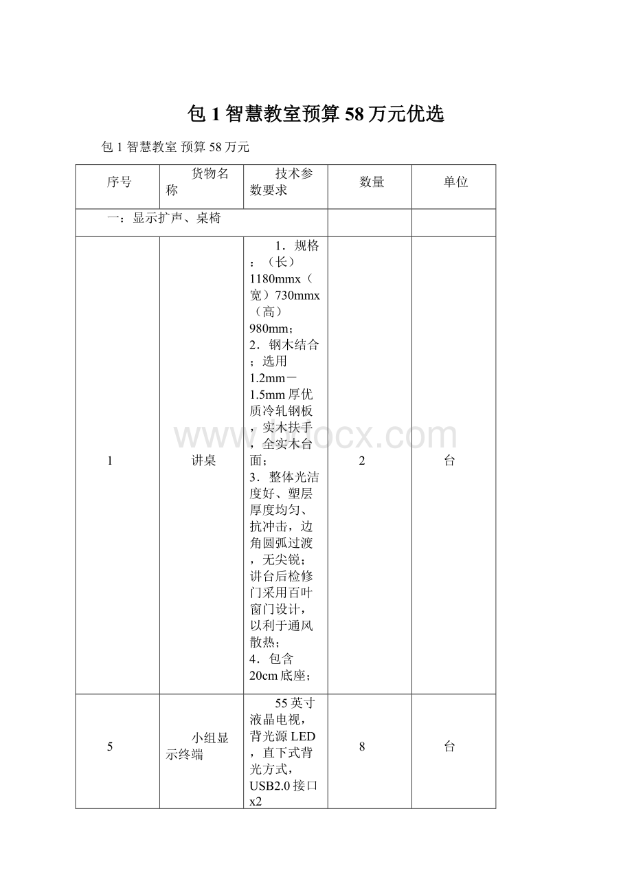 包1智慧教室预算58万元优选Word文档下载推荐.docx_第1页