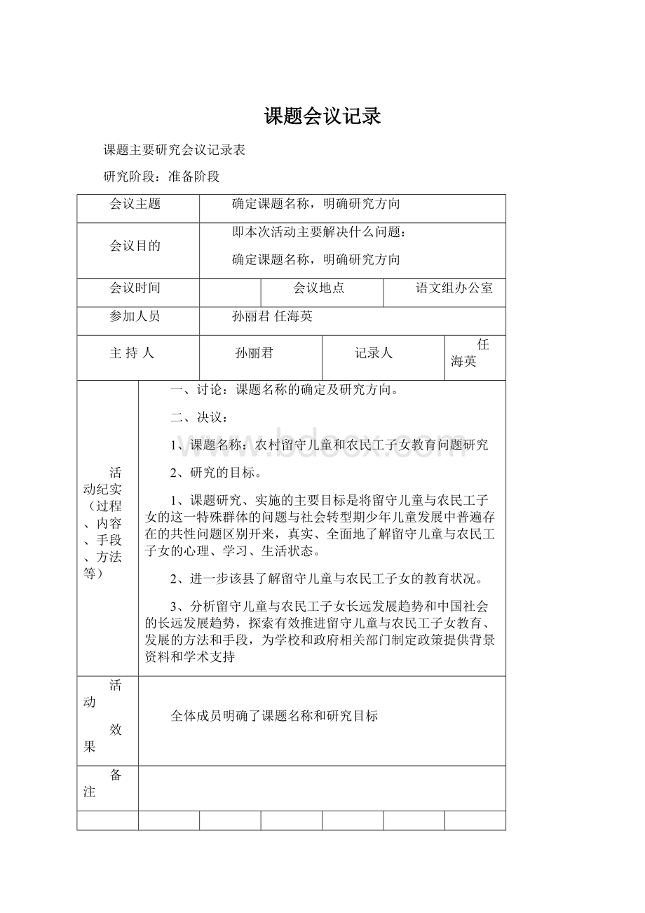 课题会议记录Word格式文档下载.docx