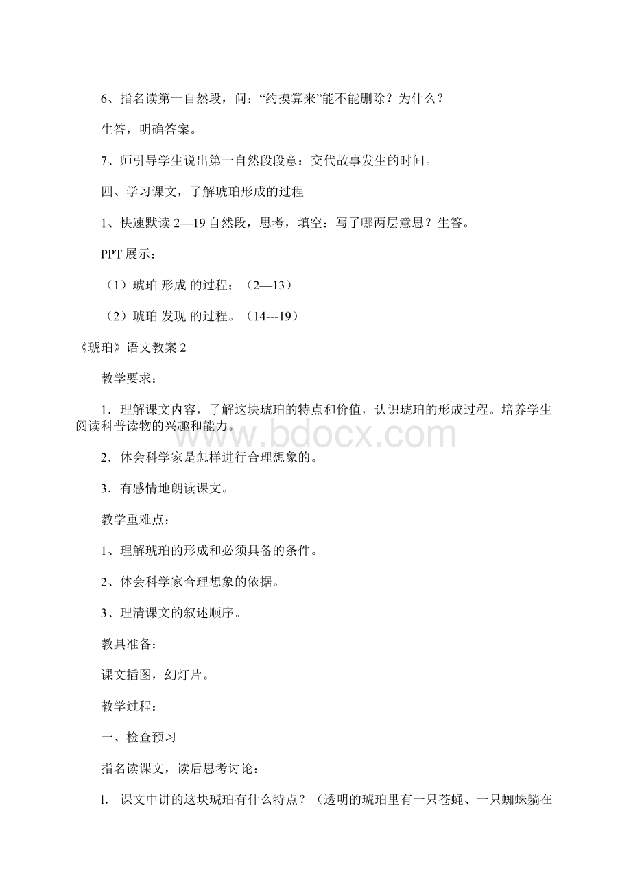 《琥珀》语文教案Word格式文档下载.docx_第2页