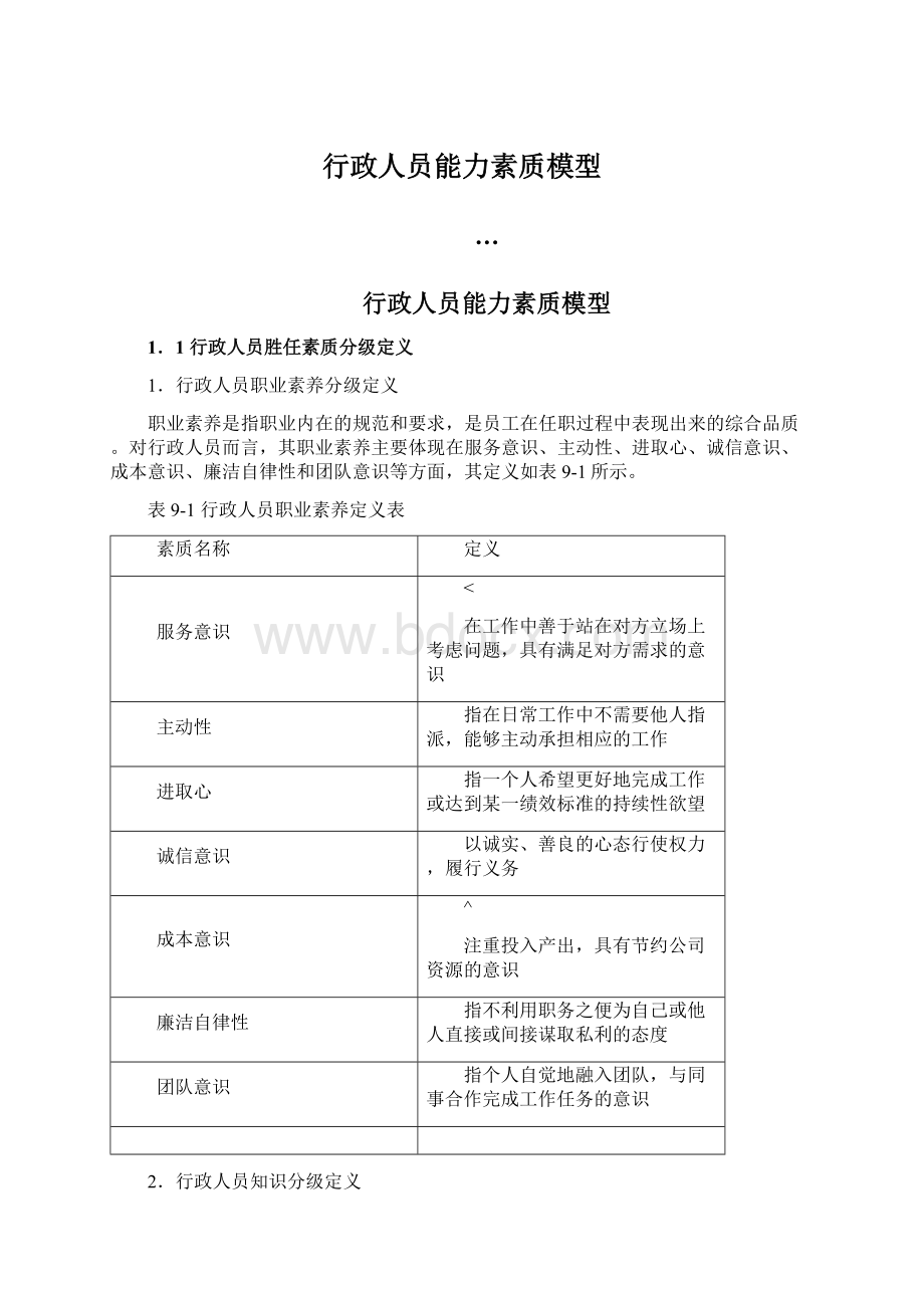 行政人员能力素质模型.docx