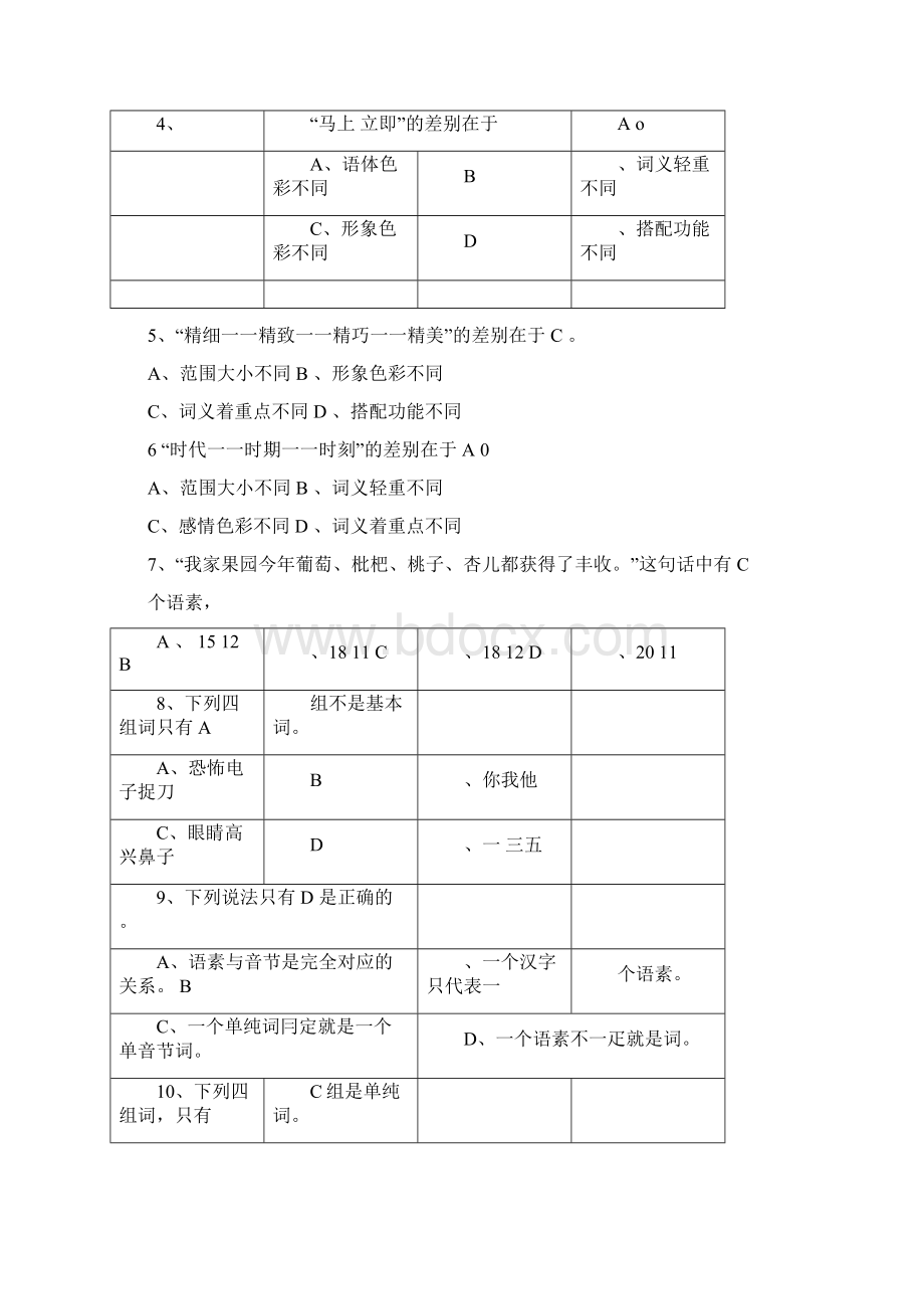 《现代汉语》第四章词汇练习有答案Word格式文档下载.docx_第3页