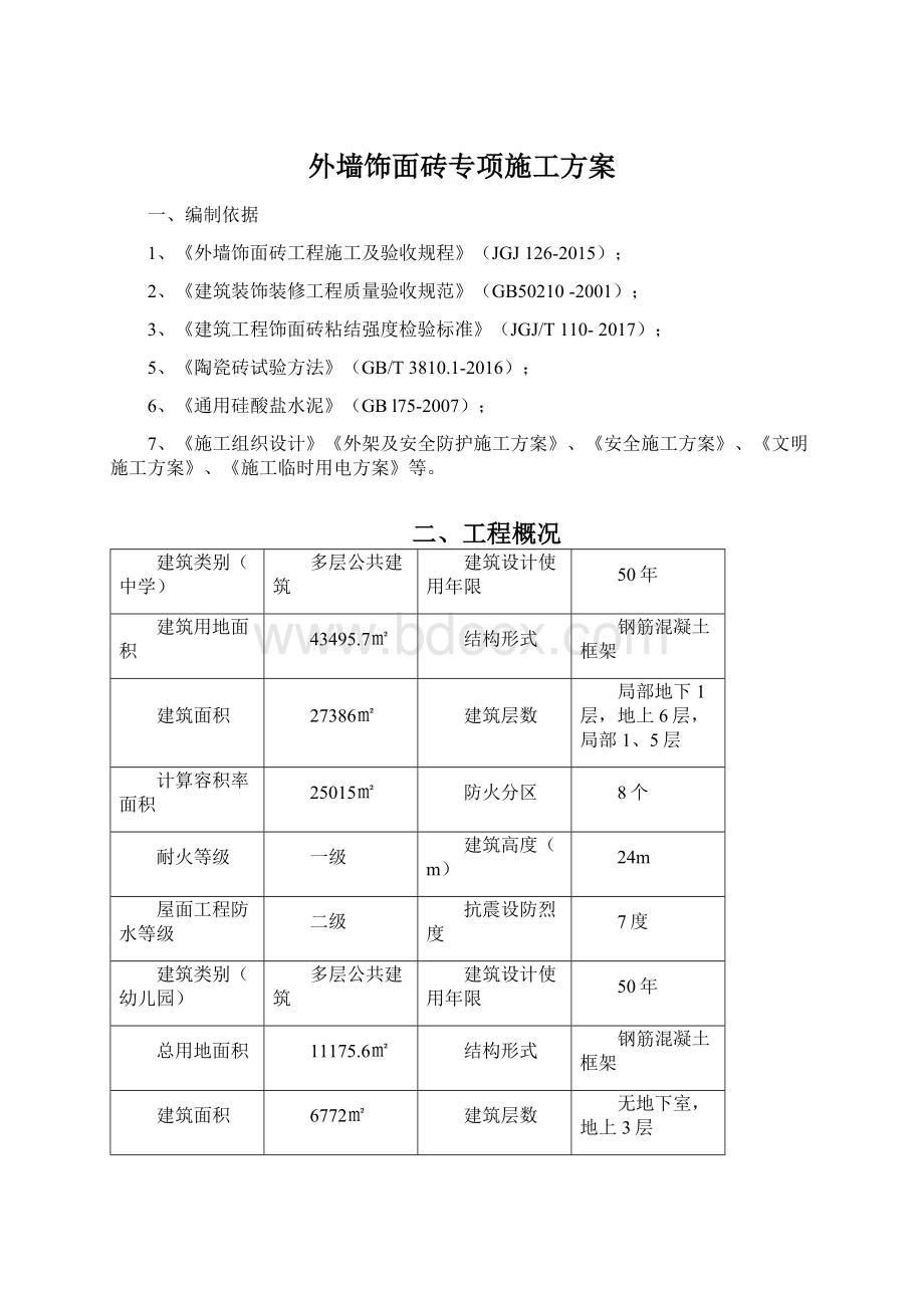 外墙饰面砖专项施工方案Word文档格式.docx