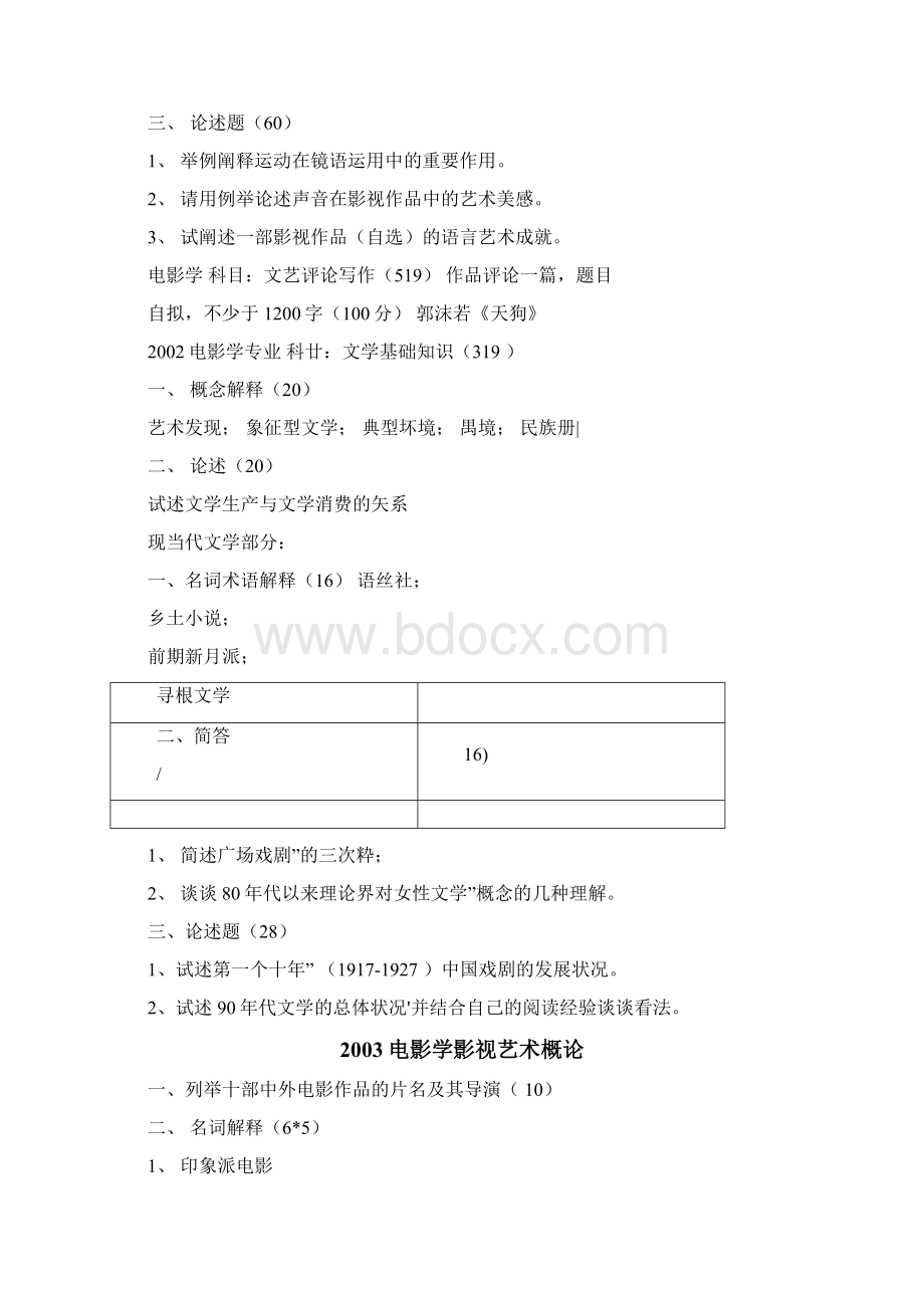 最新南师大电影学考研真题整理版.docx_第3页