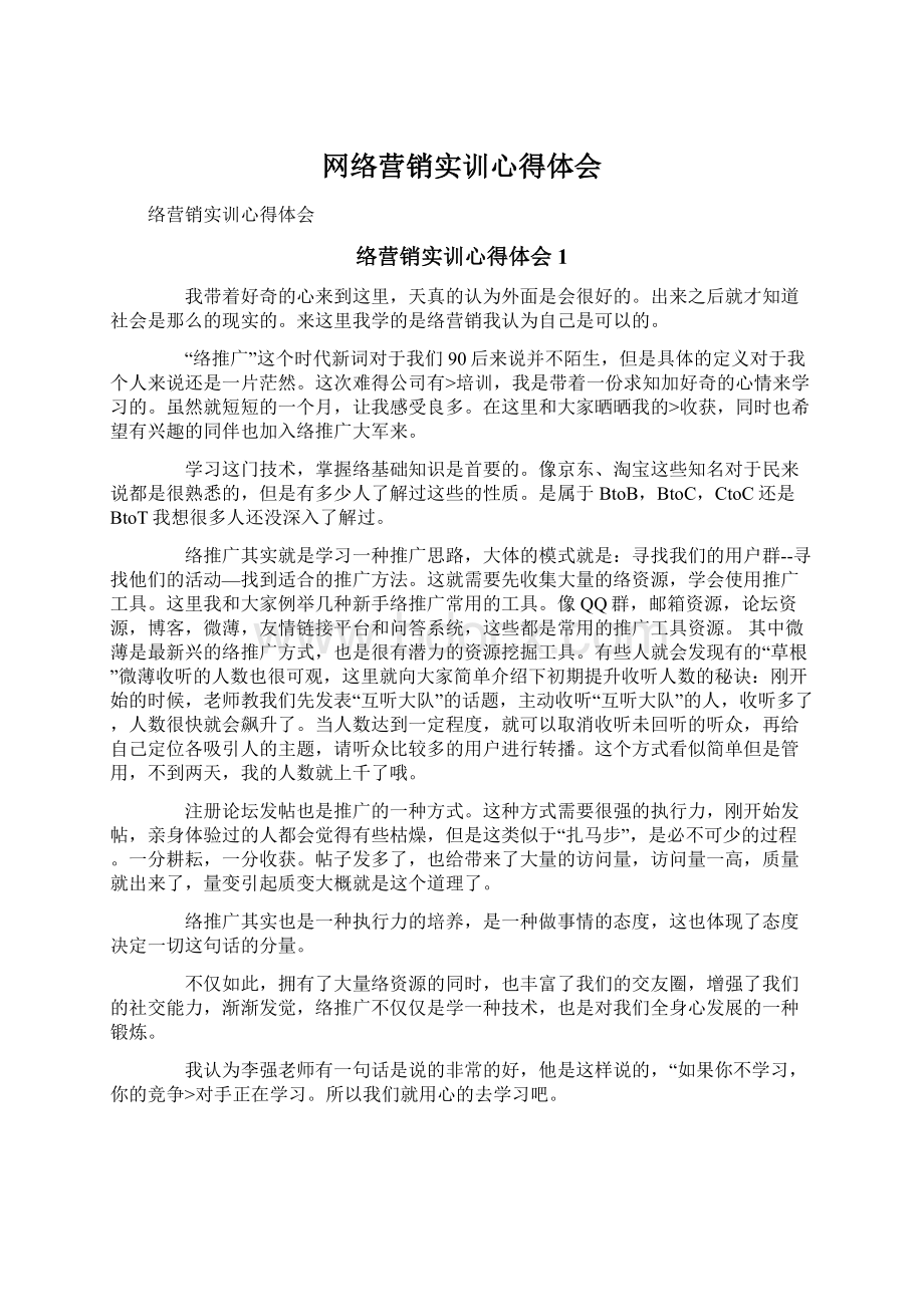 网络营销实训心得体会.docx