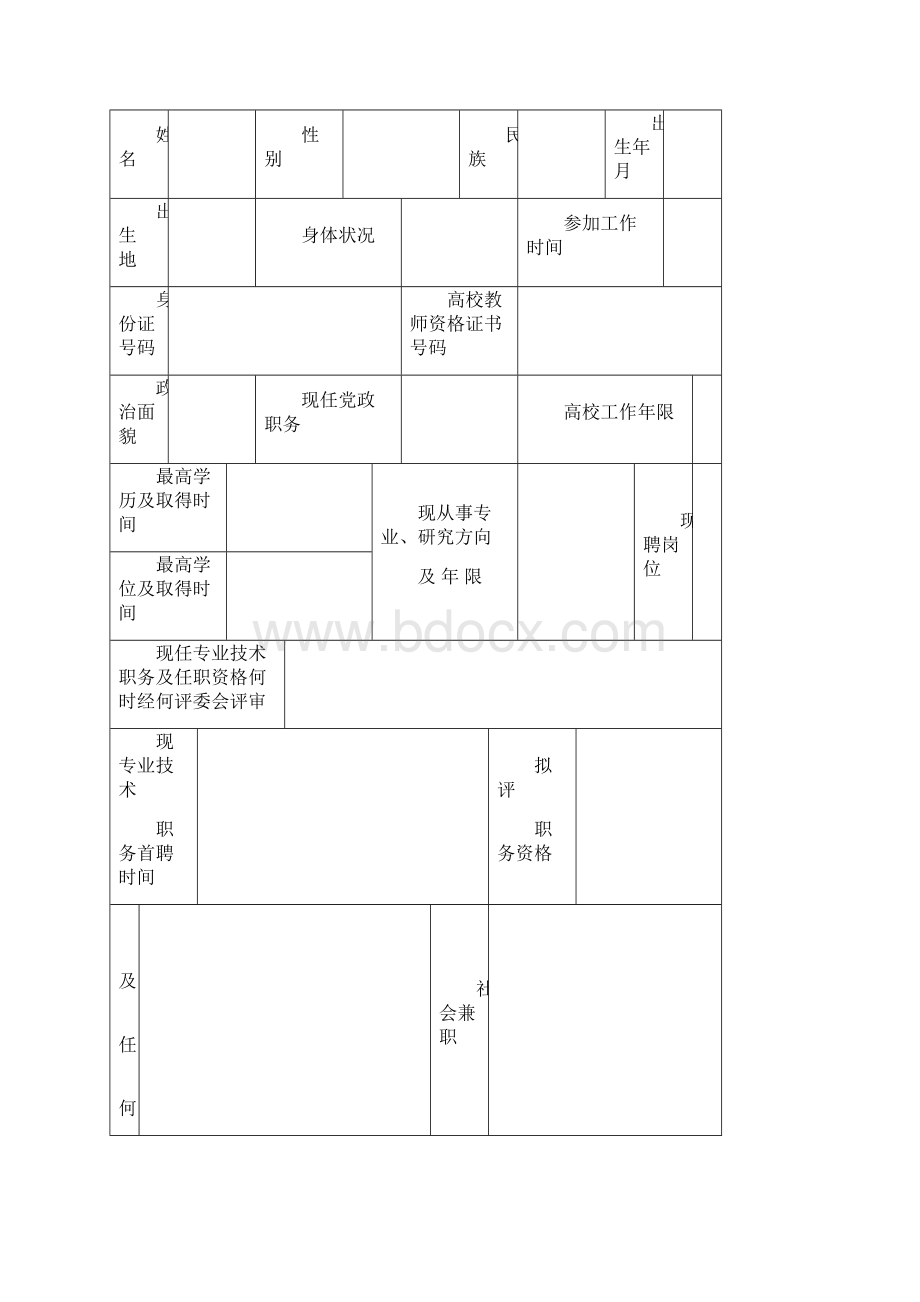 附表A高等学校教师职务任职资格评审表.docx_第2页