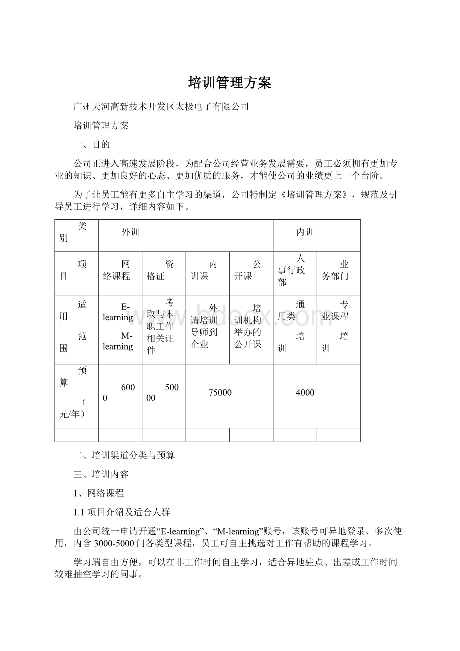 培训管理方案Word格式文档下载.docx