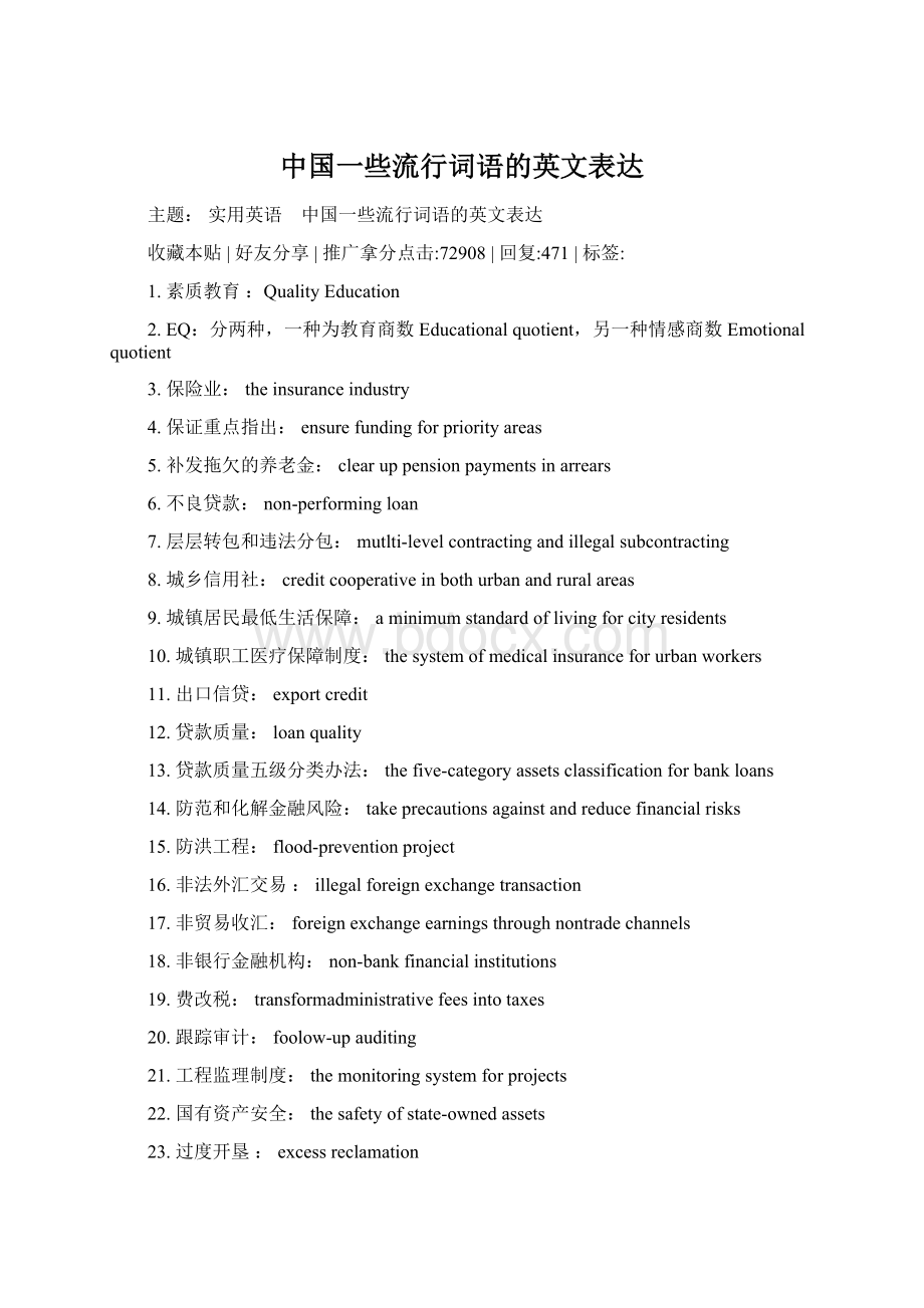 中国一些流行词语的英文表达.docx