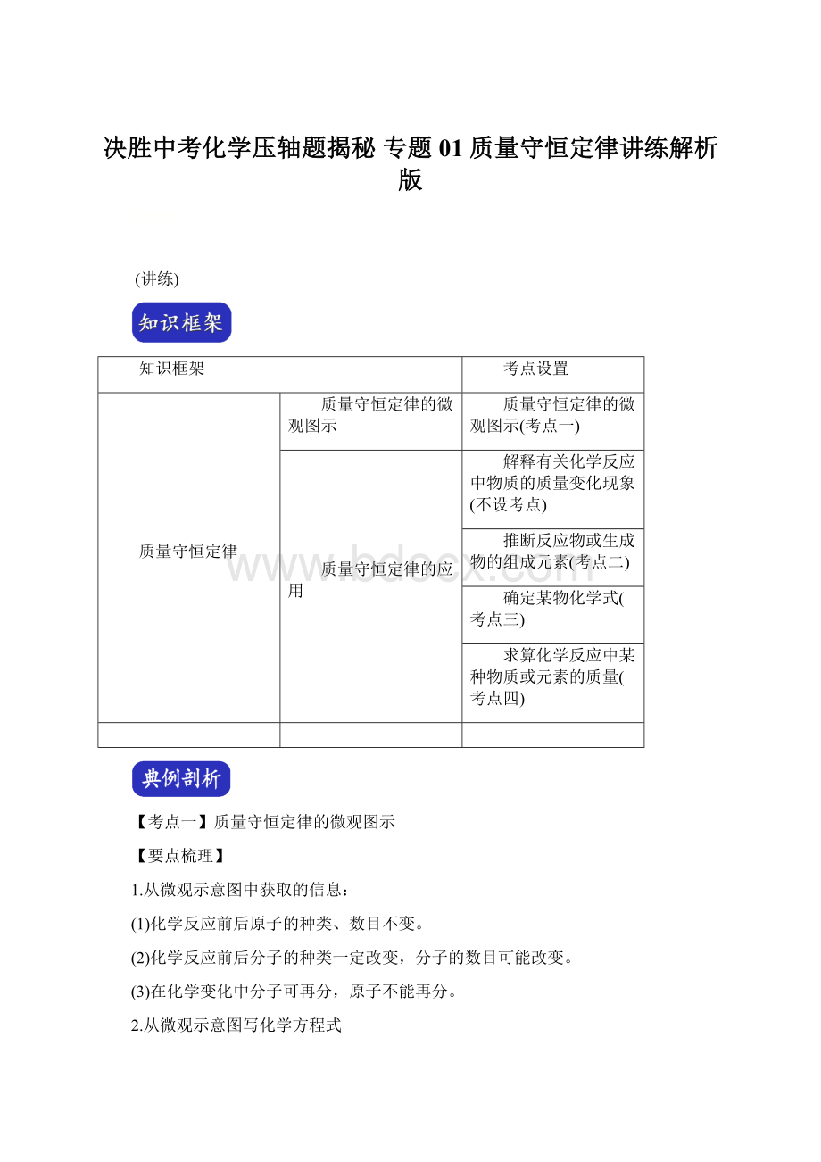 决胜中考化学压轴题揭秘 专题01 质量守恒定律讲练解析版.docx