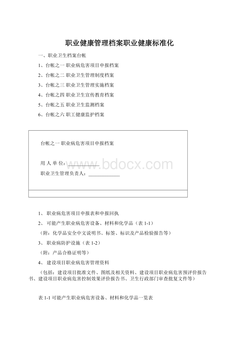 职业健康管理档案职业健康标准化.docx_第1页