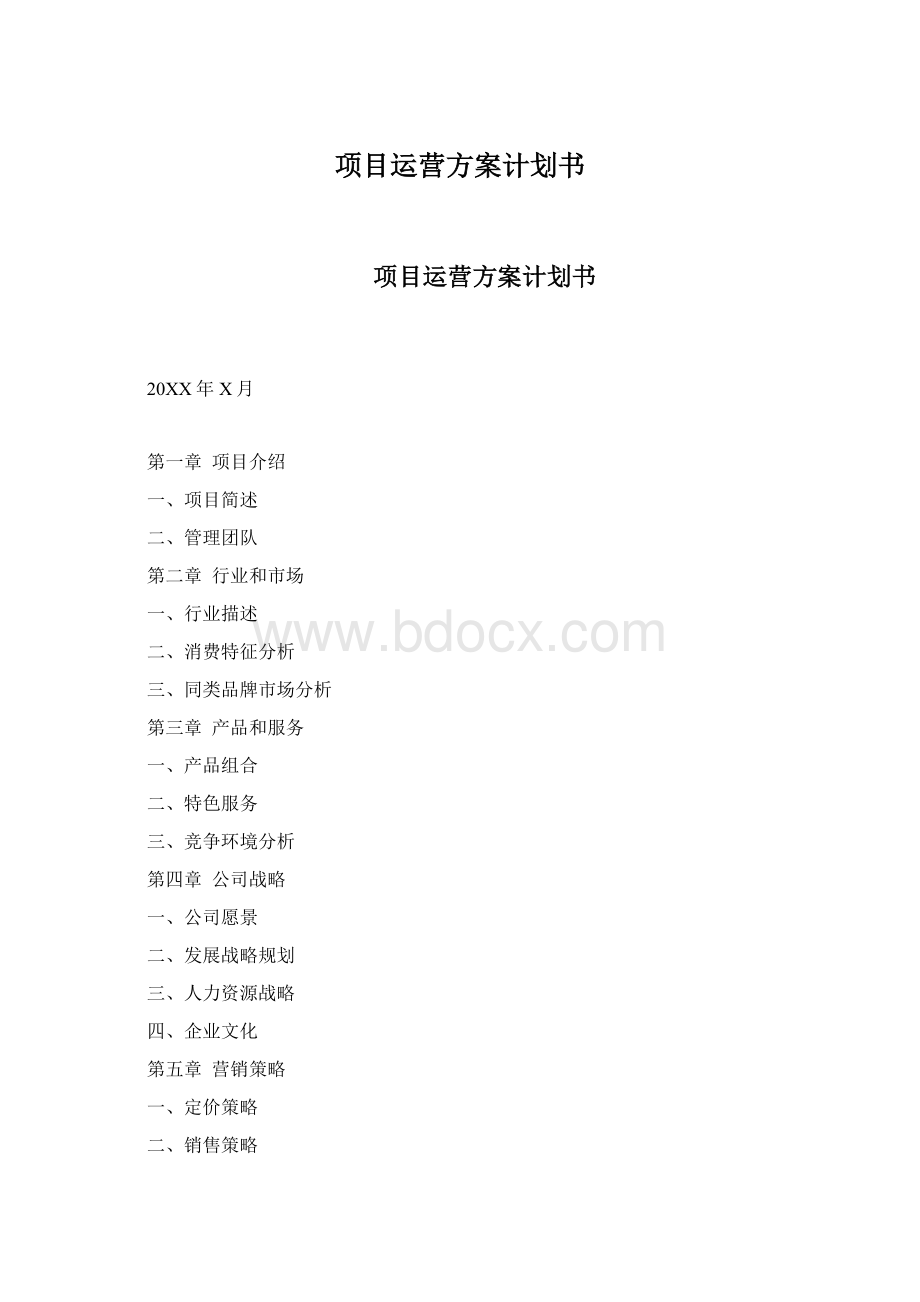 项目运营方案计划书.docx_第1页