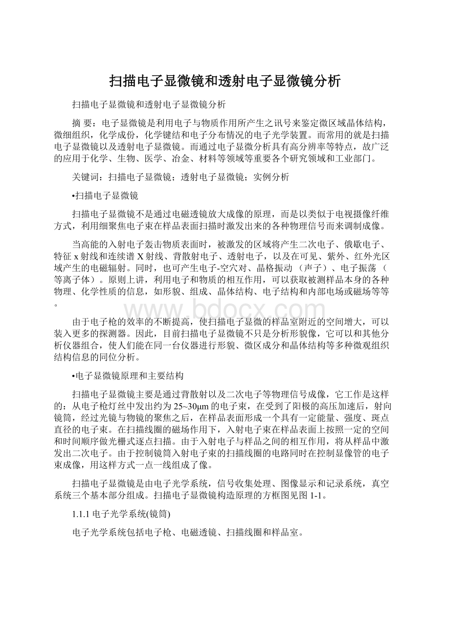 扫描电子显微镜和透射电子显微镜分析.docx_第1页