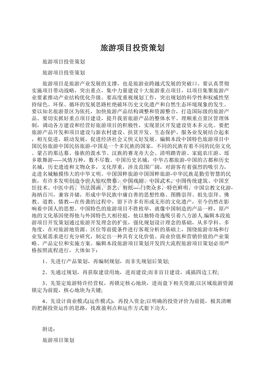 旅游项目投资策划.docx_第1页