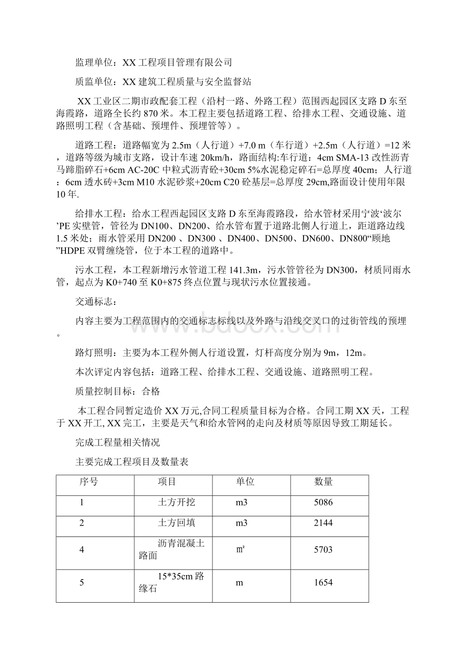 道路桥梁市政监理竣工验收质量评估报告.docx_第2页