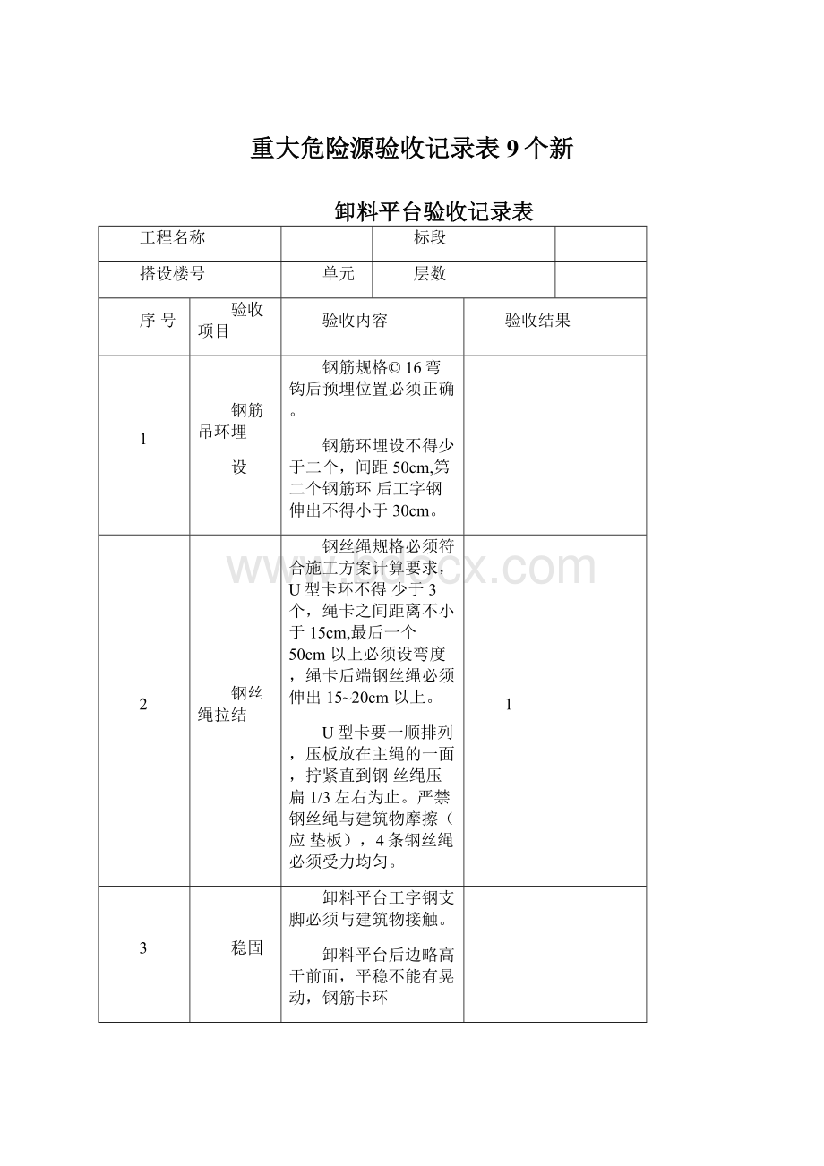 重大危险源验收记录表9个新.docx_第1页