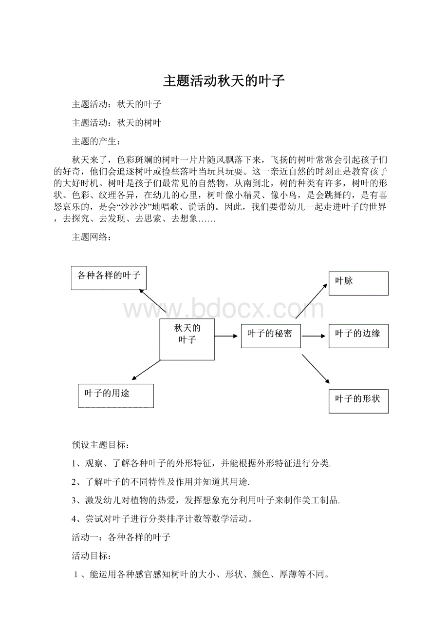 主题活动秋天的叶子Word格式.docx_第1页