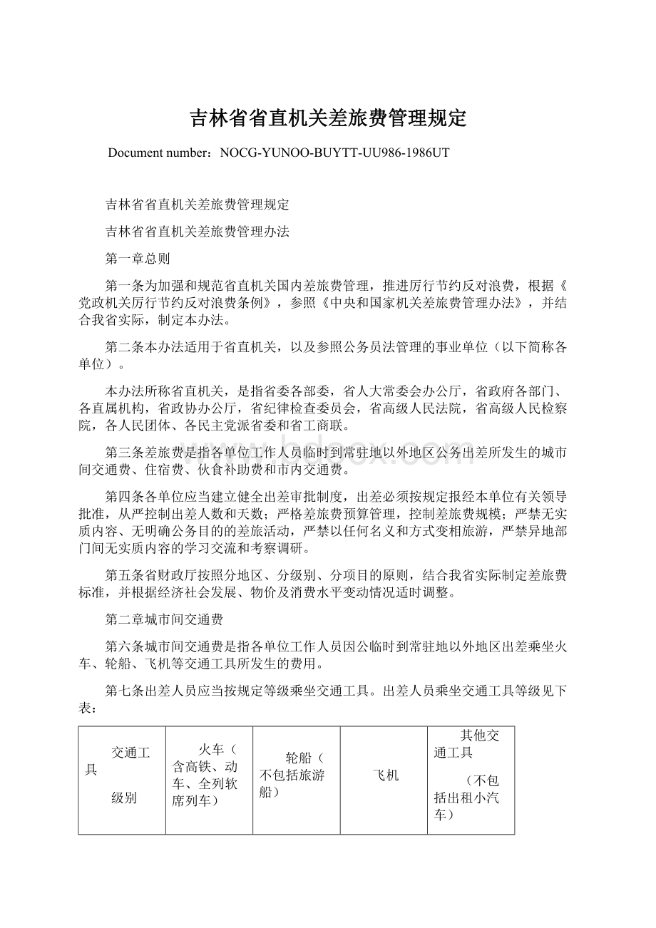 吉林省省直机关差旅费管理规定文档格式.docx