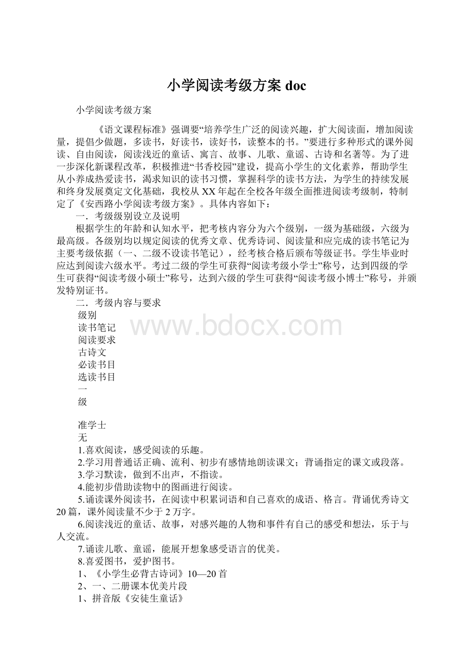 小学阅读考级方案doc文档格式.docx_第1页