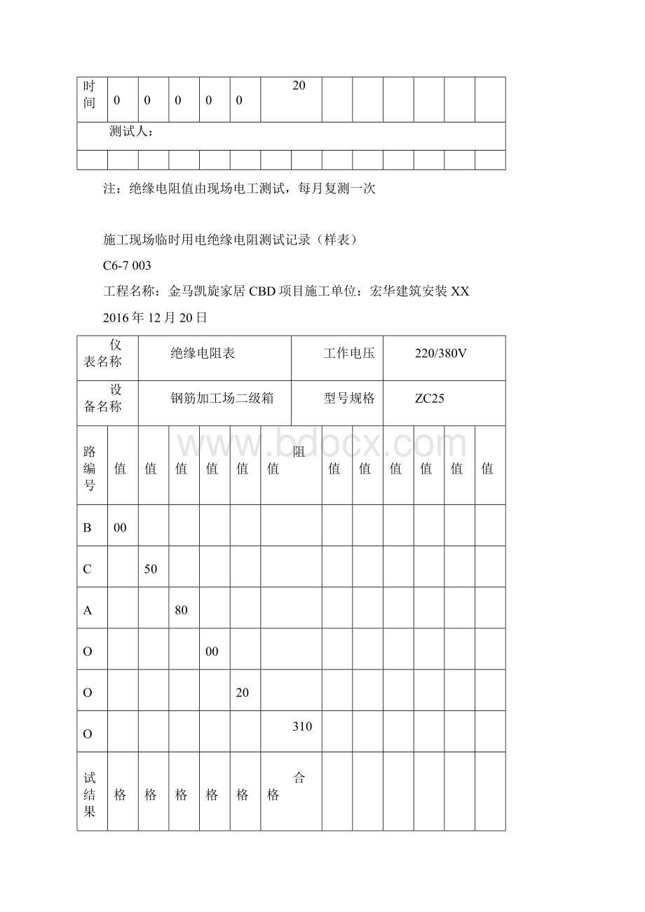 建筑施工现场临时用电绝缘电阻测试记录.docx_第3页