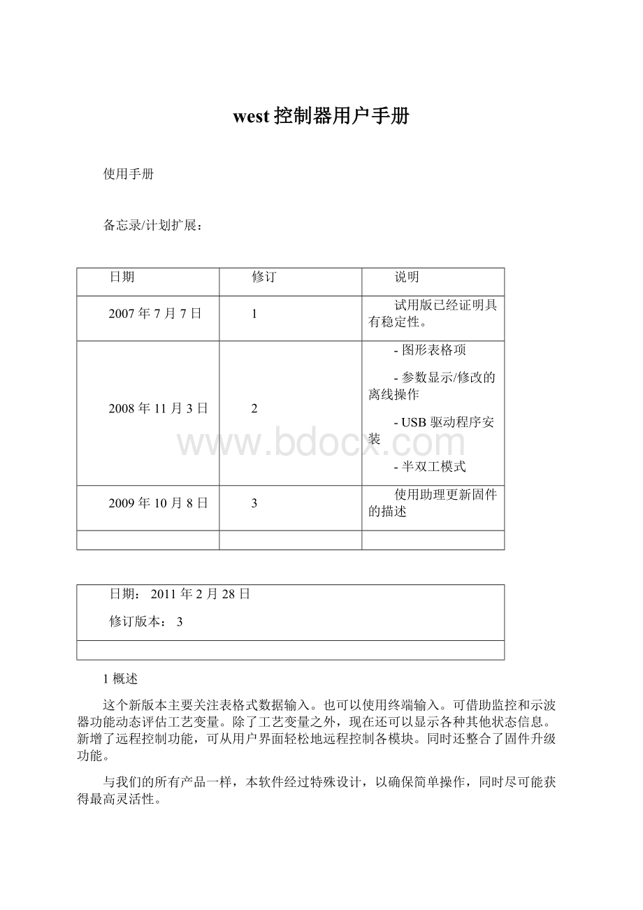 west控制器用户手册Word格式.docx