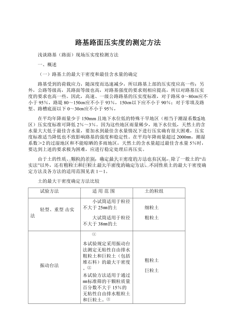 路基路面压实度的测定方法.docx_第1页