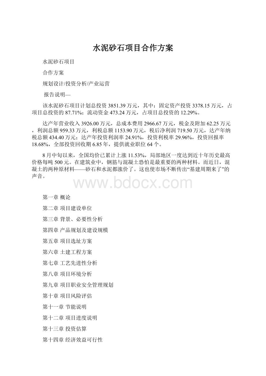 水泥砂石项目合作方案文档格式.docx