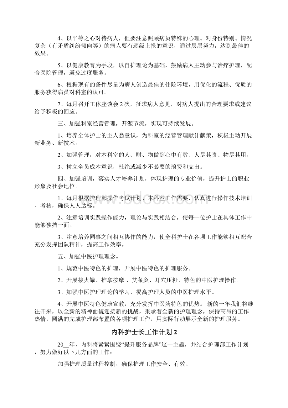 内科护士长工作计划15篇Word文档格式.docx_第2页