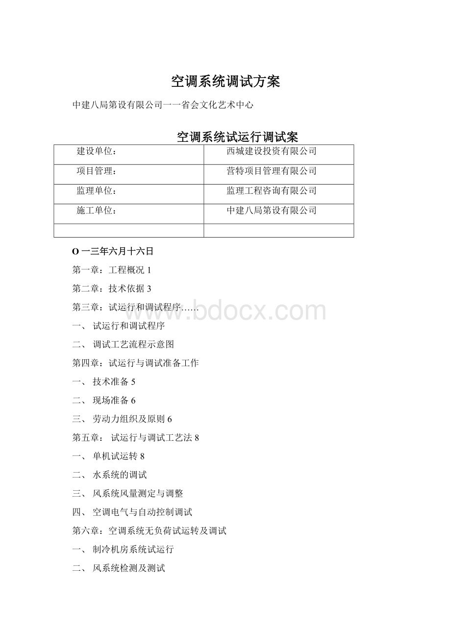 空调系统调试方案Word格式.docx