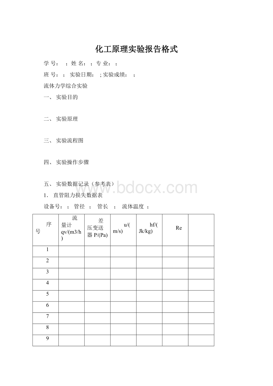 化工原理实验报告格式.docx_第1页