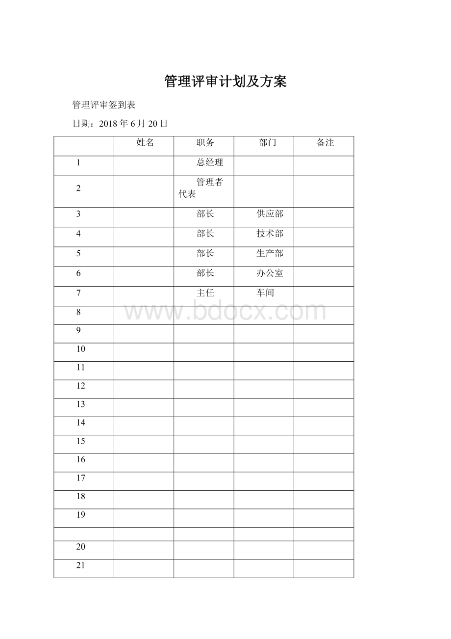 管理评审计划及方案Word文档格式.docx