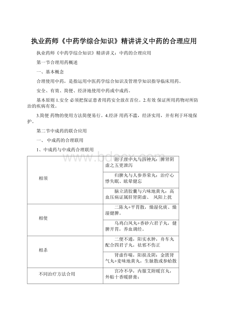 执业药师《中药学综合知识》精讲讲义中药的合理应用Word文件下载.docx