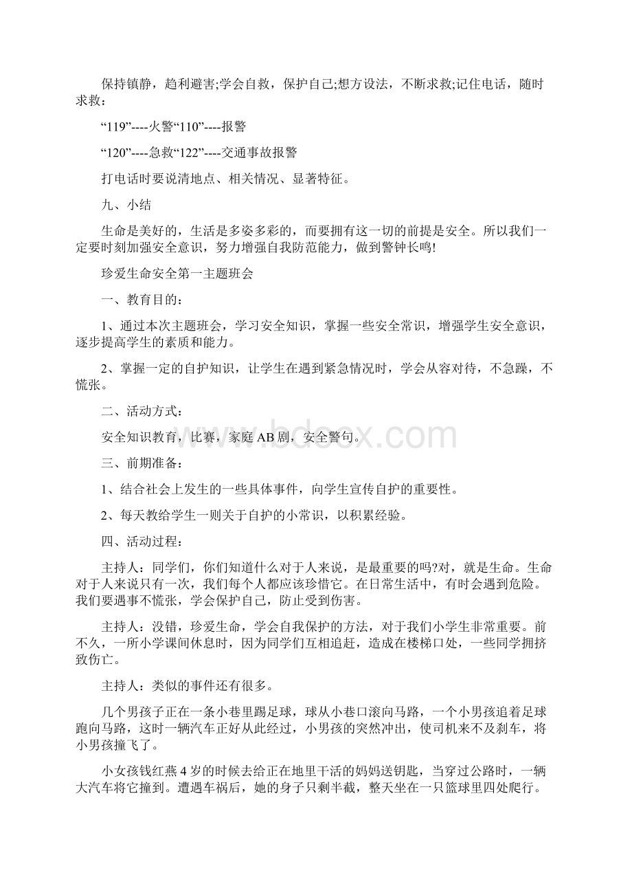 珍爱生命安全第一主题班会Word文档格式.docx_第3页