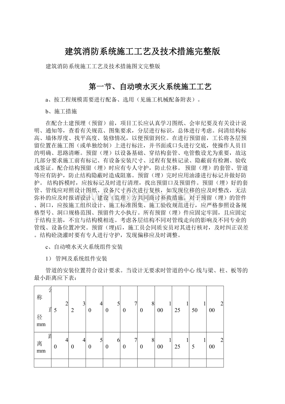 建筑消防系统施工工艺及技术措施完整版.docx_第1页