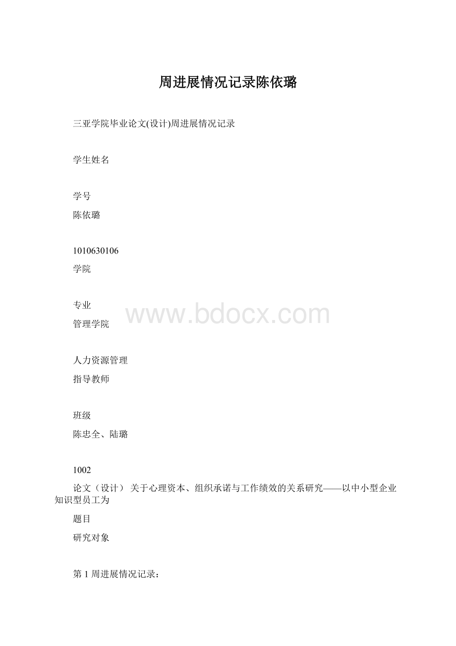 周进展情况记录陈依璐.docx