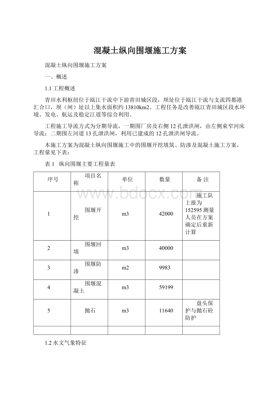 混凝土纵向围堰施工方案.docx_第1页