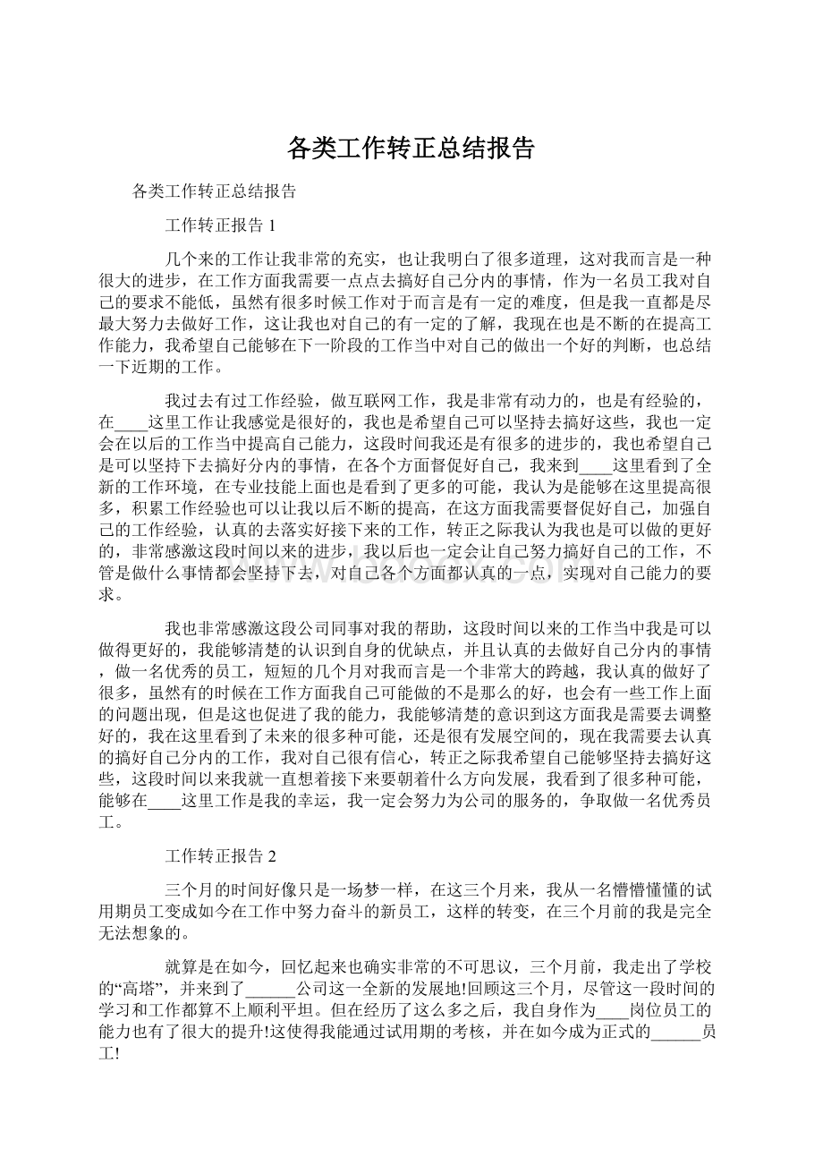 各类工作转正总结报告.docx_第1页