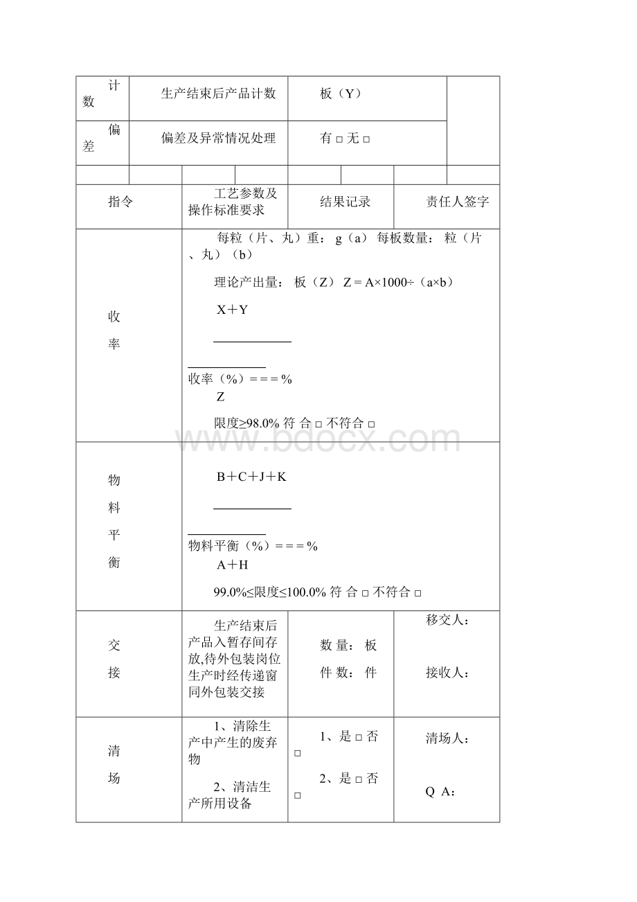 中药制剂固体制剂车间批包装记录模版.docx_第3页