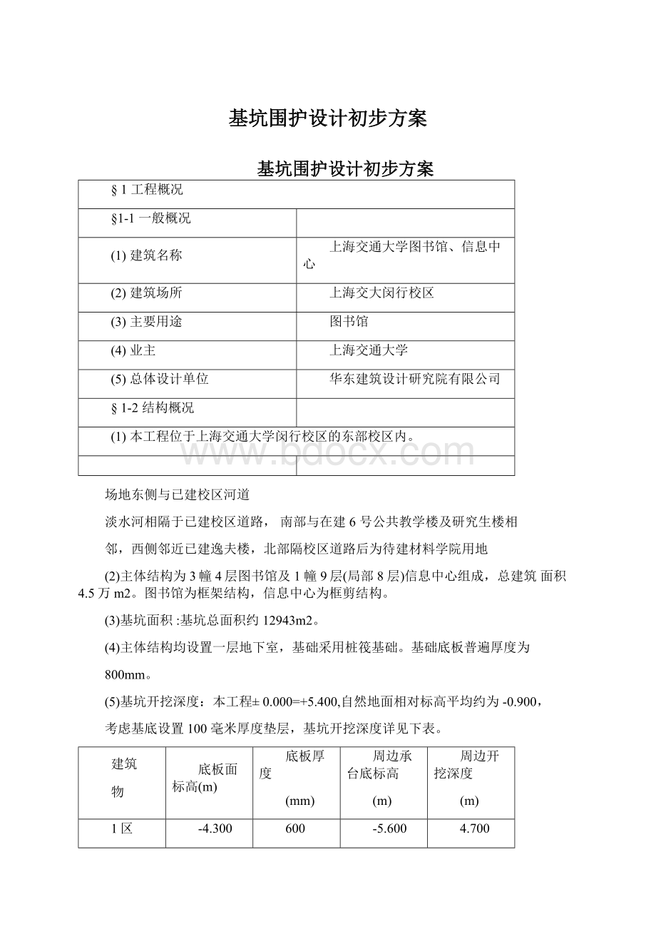 基坑围护设计初步方案Word下载.docx