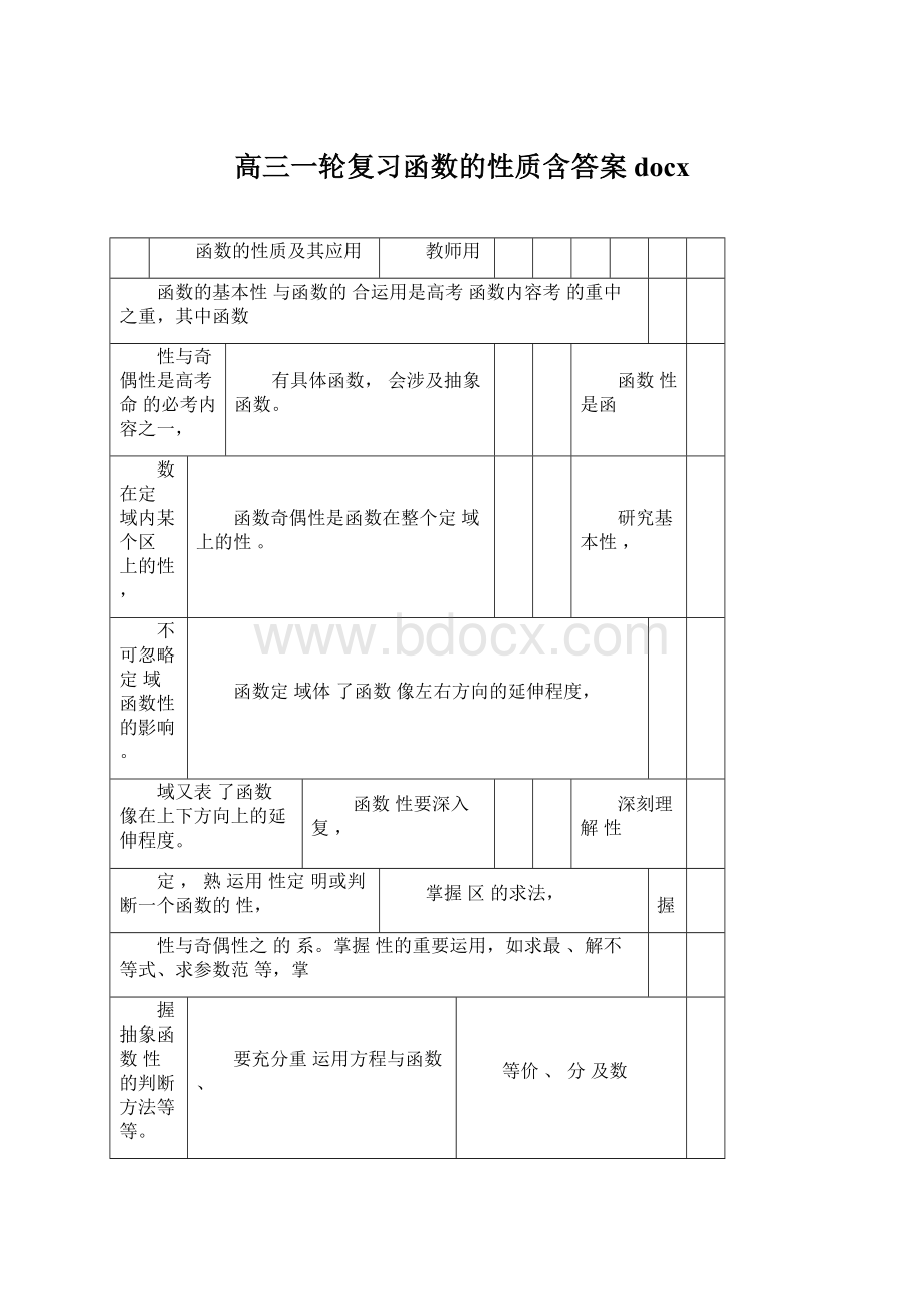 高三一轮复习函数的性质含答案docxWord下载.docx