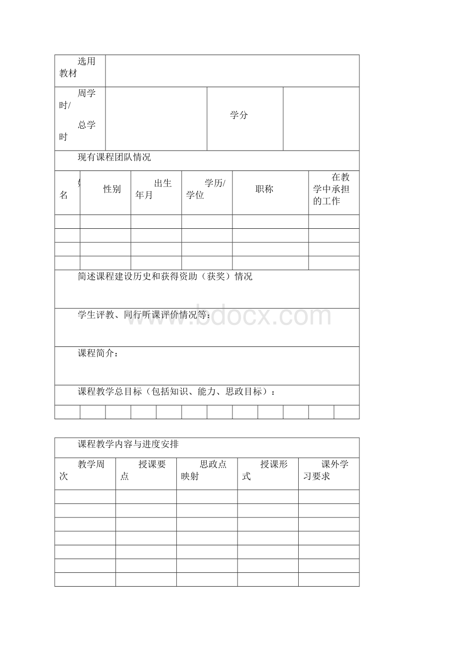 上海师范大学课程思政教育教学改革专项建设项目申请表模板.docx_第2页