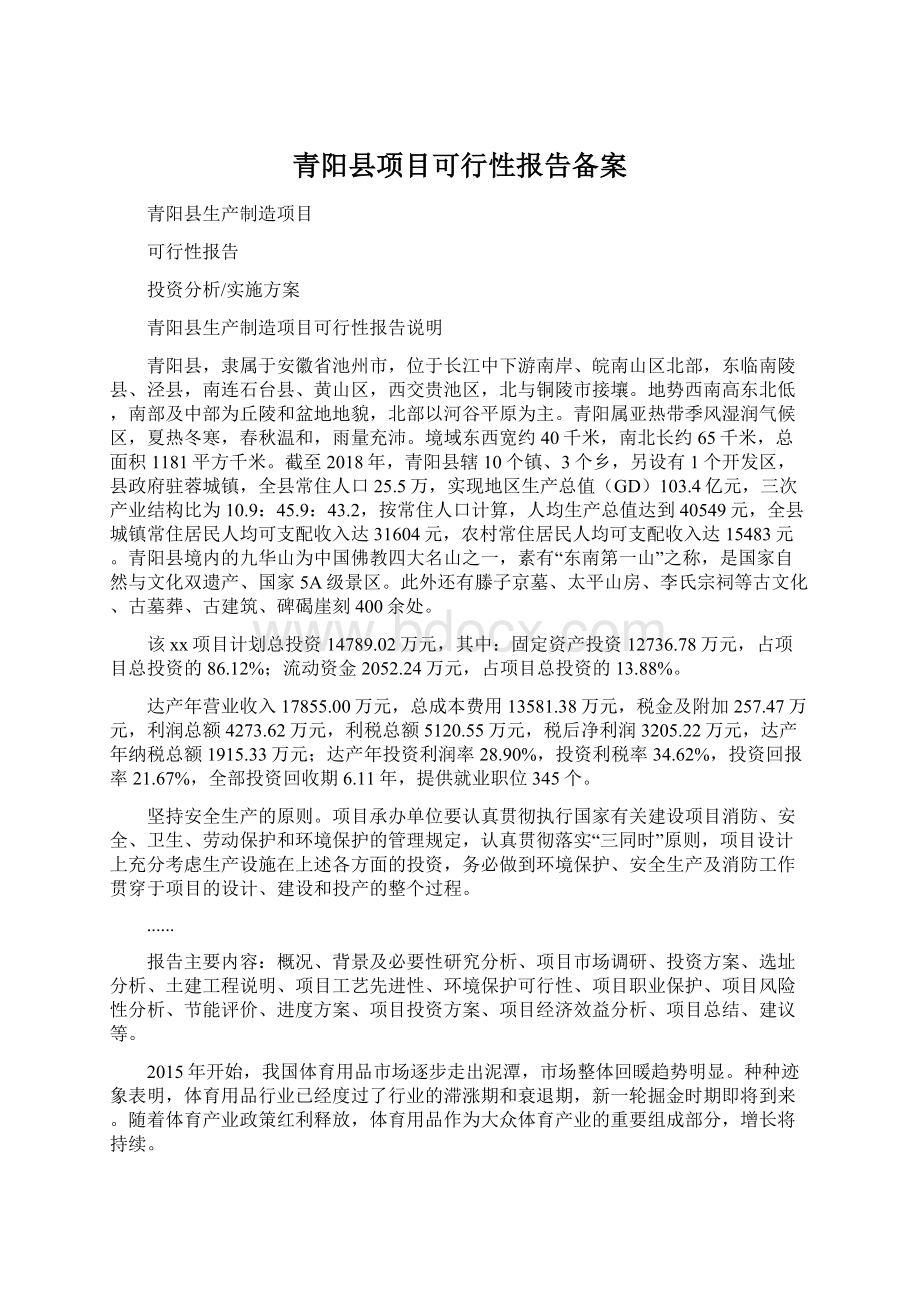 青阳县项目可行性报告备案Word文档格式.docx_第1页