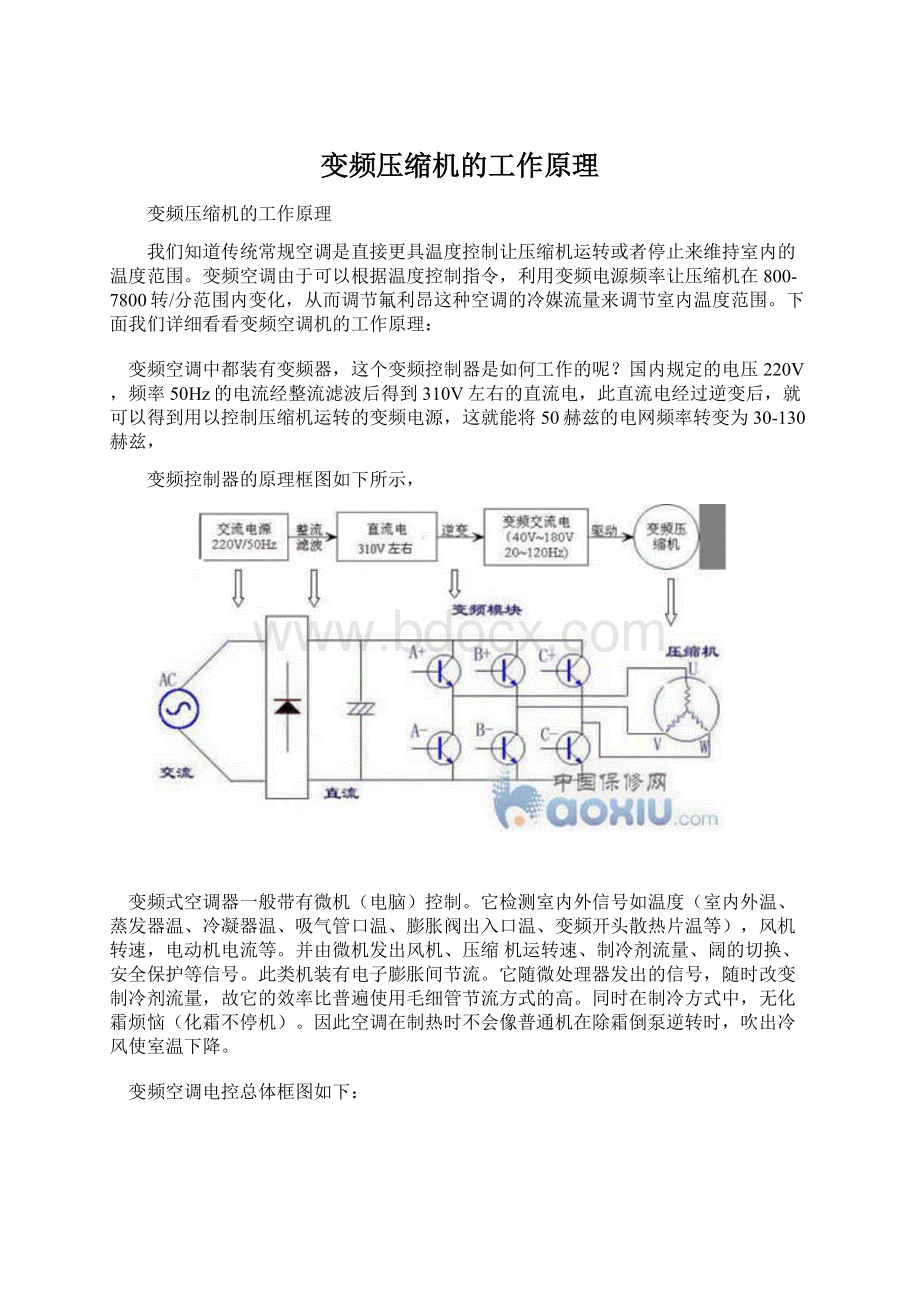 变频压缩机的工作原理.docx_第1页