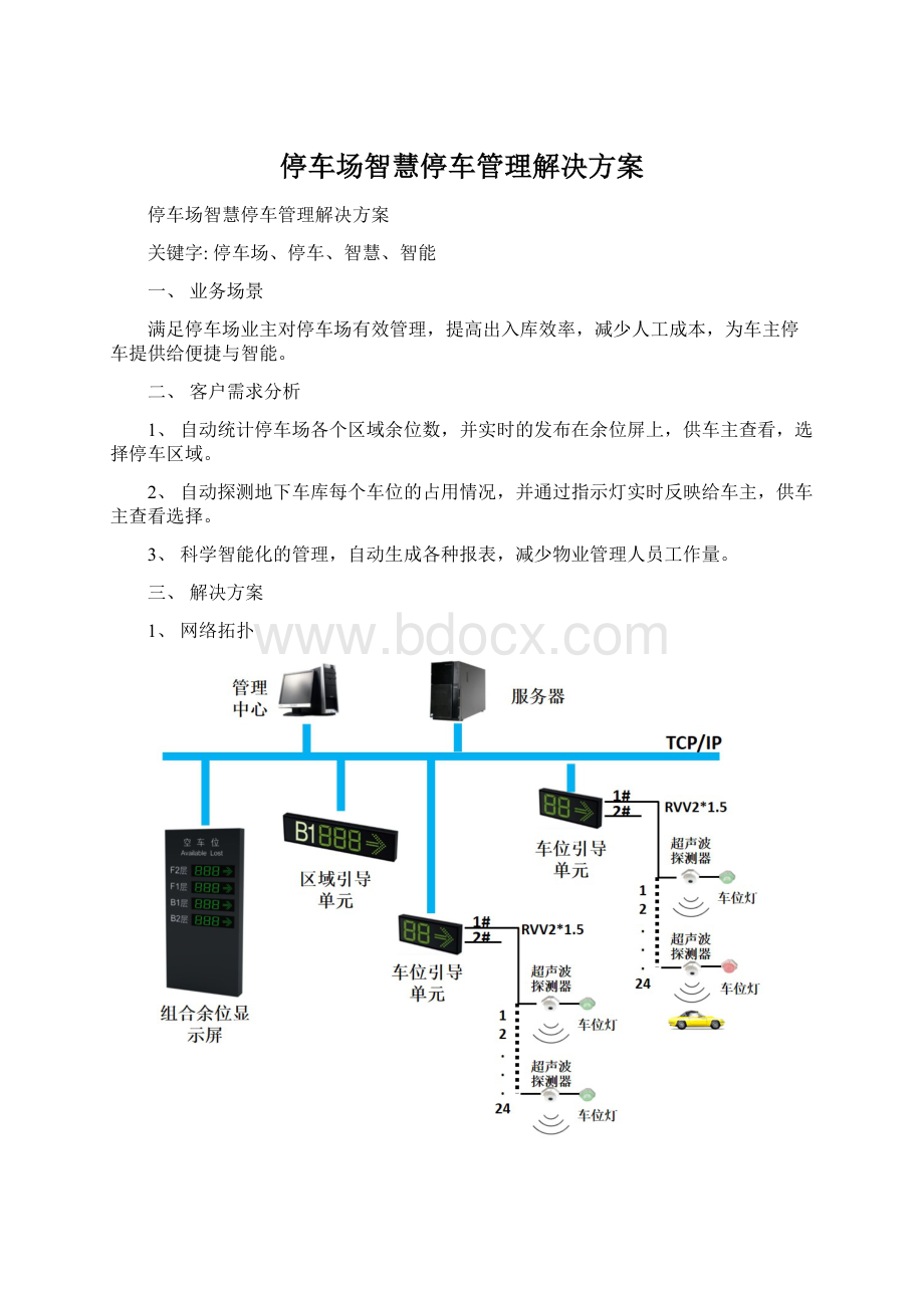 停车场智慧停车管理解决方案Word下载.docx