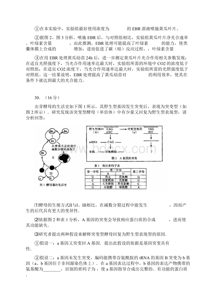 高三一模考试试题 生物 Word版含答案.docx_第3页