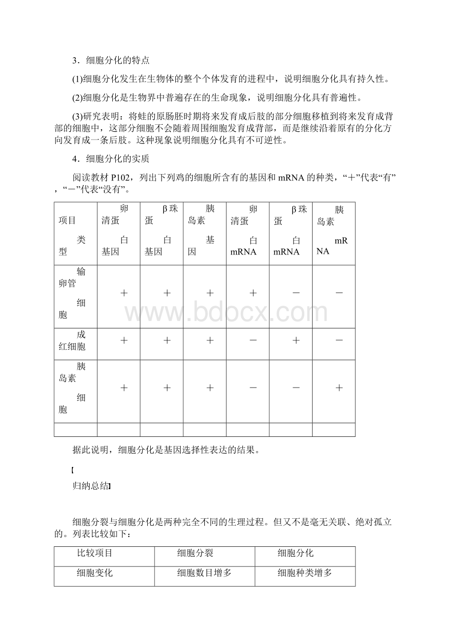 苏教版必修一 细胞分化和全能性 学案.docx_第2页