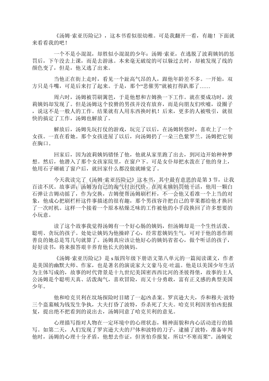 《汤姆索亚历险记》读书心得范文11篇.docx_第2页