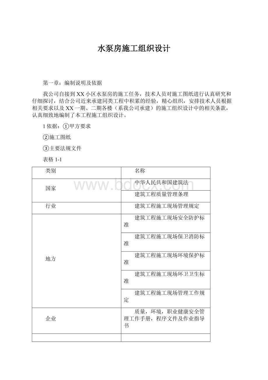 水泵房施工组织设计.docx_第1页