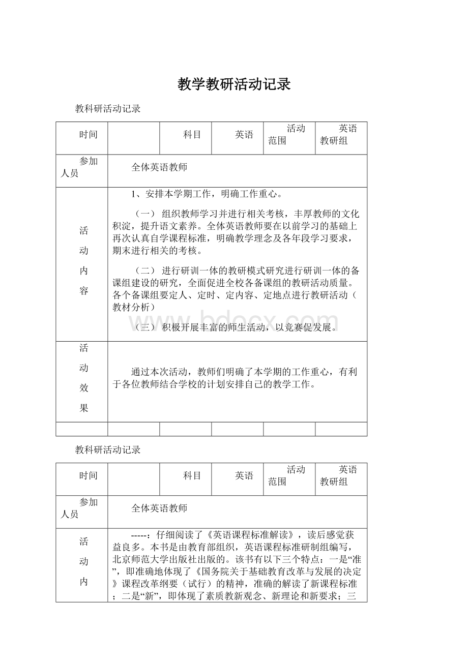 教学教研活动记录Word文件下载.docx_第1页