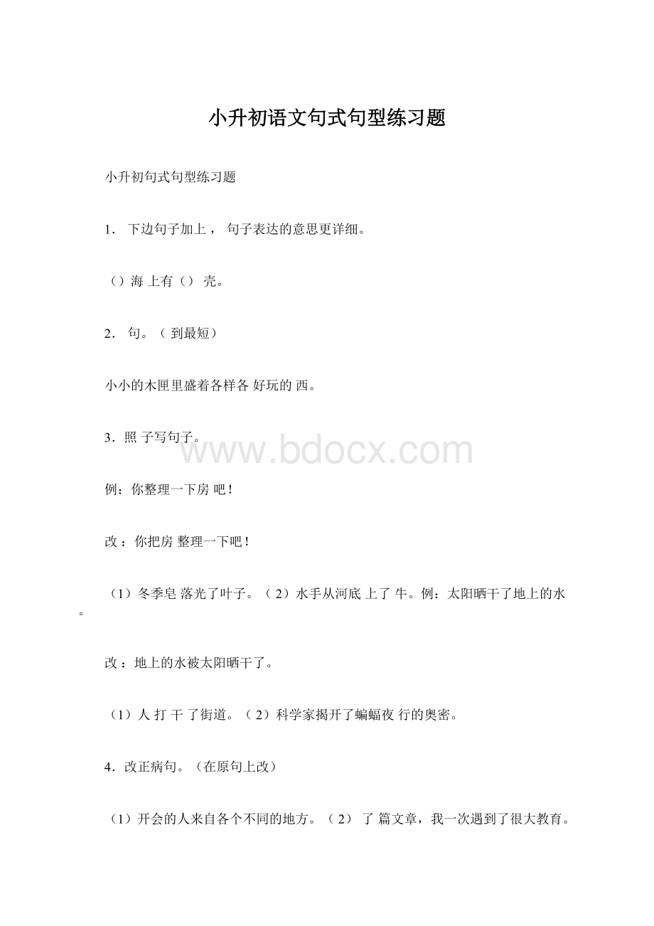 小升初语文句式句型练习题.docx